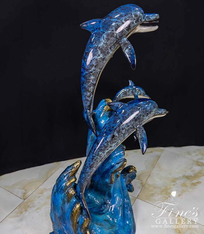 Bronze Fountains  - Bronze Four Dolphin Fountain Feature - BF-871